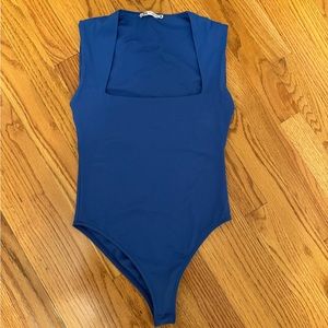 Zara blue square neck bodysuit
